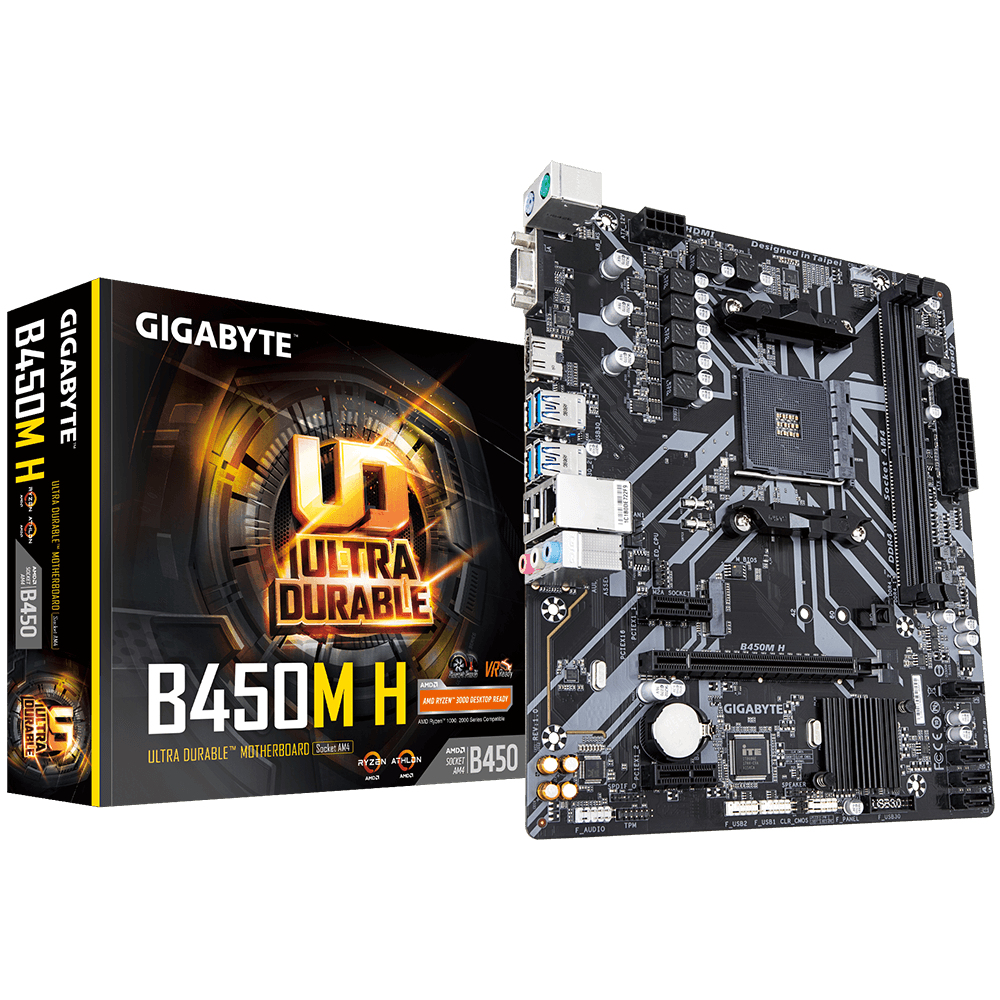 Bekijk afbeelding 1 van Gigabyte AM4 B450M H - DDR4/M.2/HDMI/VGA/µATX